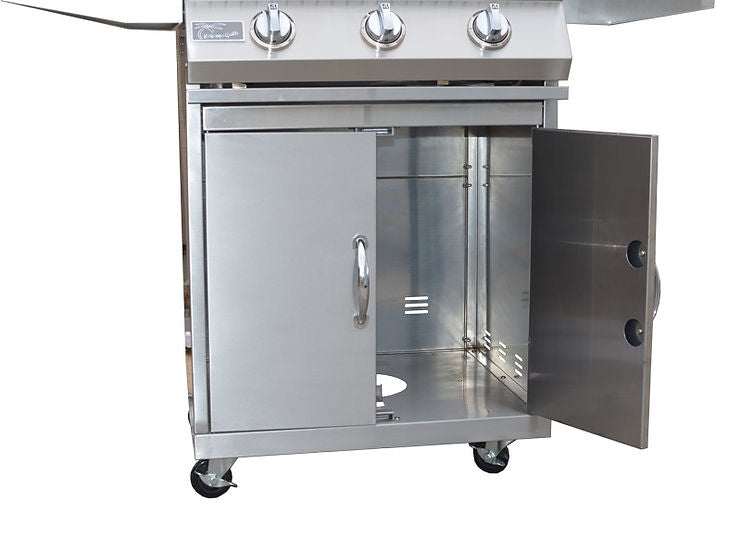 Kokomo 3 Burner 26 inch Cart Model BBQ Grill With Locking Casters
