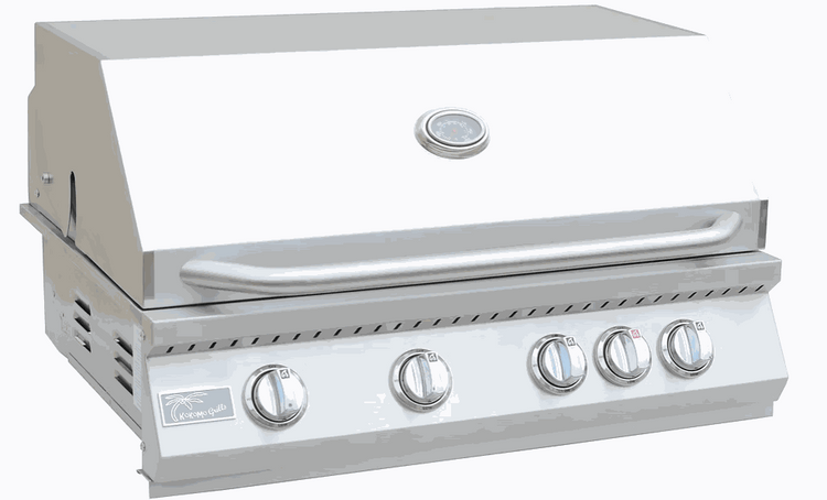 Stainless steel KOKOMO GRILL 4 burner outdoor grill with temperature gauge and knob controls