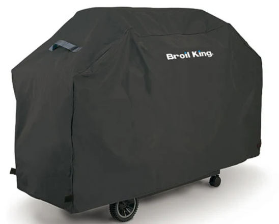 Broil King CROWN 520 professional-grade grill with durable black cover and wheels for easy mobility