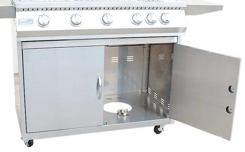 5 Burner 40" BBQ Grill with Cart & Locking Casters