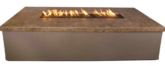 Luxury outdoor entertainer fire pit with glass media, propane or natural gas option
