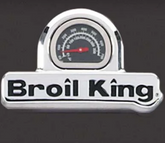 Broil King logo with integrated temperature gauge for CROWN 520 professional-grade performance grill