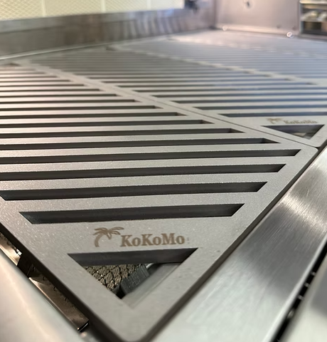 Close-up of LuxCut Laser Cut Culinary Grates by KoKoMo made from 304 stainless steel for 3,4, and 5 burner grills