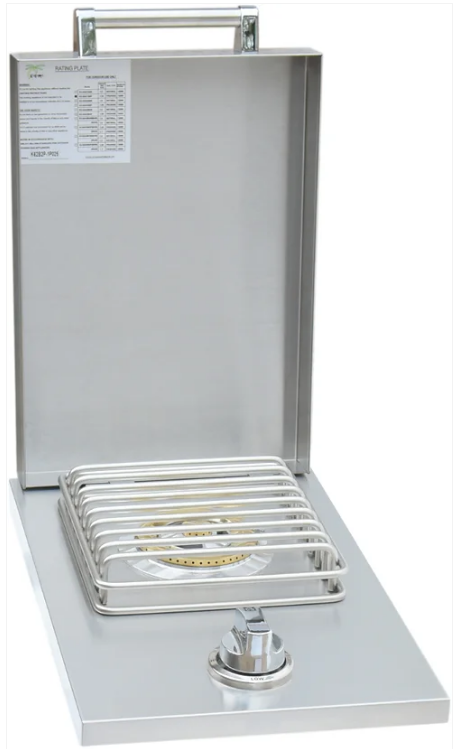Stainless steel KoKoMo single side burner with polished handle and blowtorch ignition for outdoor kitchens