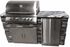 6 foot outdoor kitchen island with granite countertop, built-in stainless steel grill and refrigerator, stone textured base