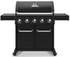 Broil King CROWN 520 professional-grade black grill with five control knobs and double-door storage cabinet on wheels