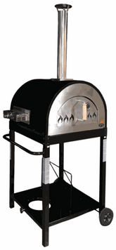 Traditional 25" Dual Fueled pizza oven with wood and gas power, stainless steel interior, and powder coat exterior finish