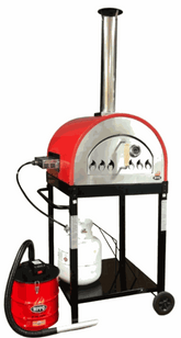 Traditional 25" dual fueled wood and gas pizza oven with stainless steel interior and powder coat exterior finish